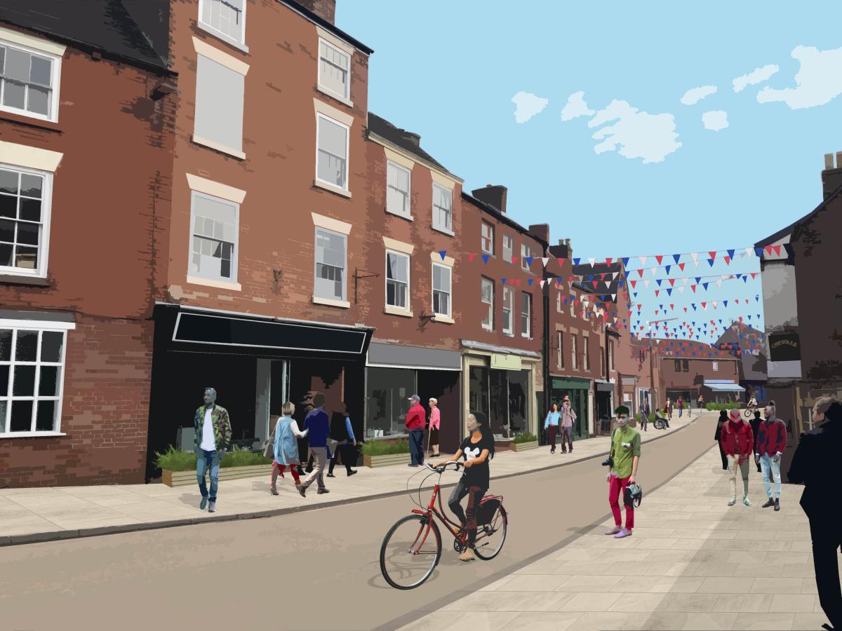 Artists impression of Dig Street after the pavements have been widened