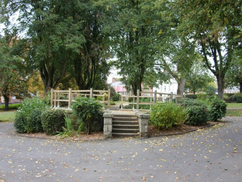 The plinth of the former bandstand in Ashbourne Memorial Gardens