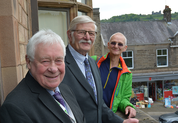 Councillors Slack, Flitter and Buttle pictured on the Town Hall balcony