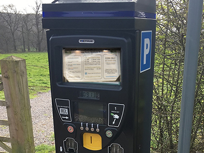 A Metric pay and display machine in a rural location