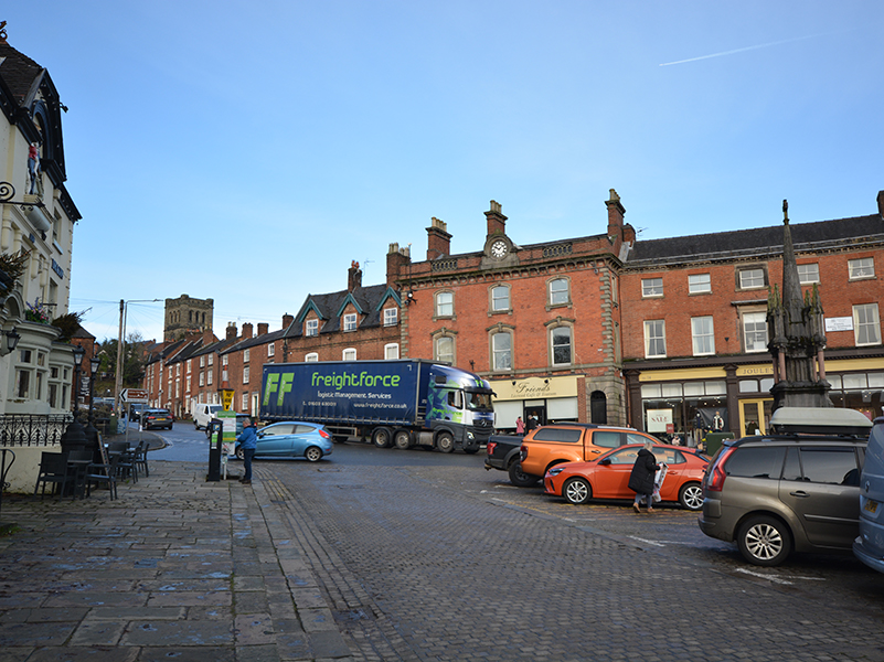HGV on Buxton Road Ashbourne viewed from the Market Place